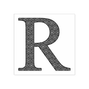 Monogramm des mittelalterlichen Damastes R Gummistempel