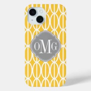 Monogramm des modernen geometrischen gelben und we iPhone 15 hülle