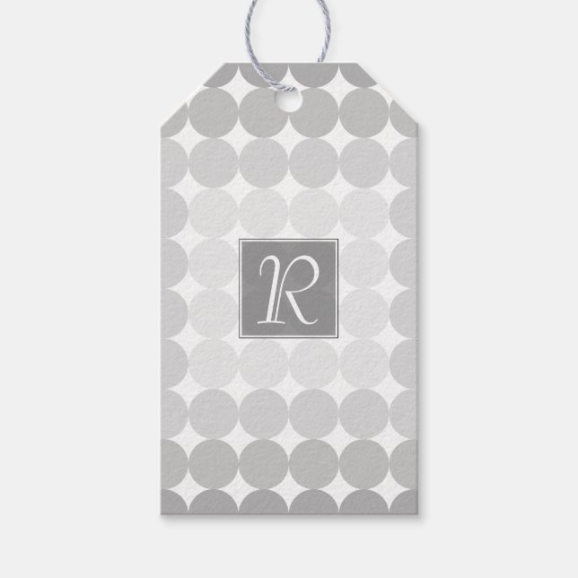 Monogramm des modernen grauen Kreises Geschenkanhänger (Vorderseite)