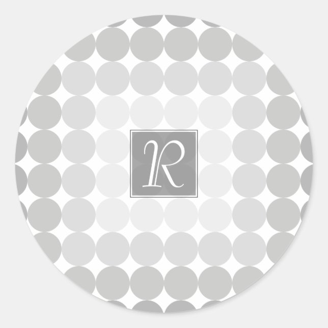 Monogramm des modernen grauen Kreises Runder Aufkleber (Vorderseite)