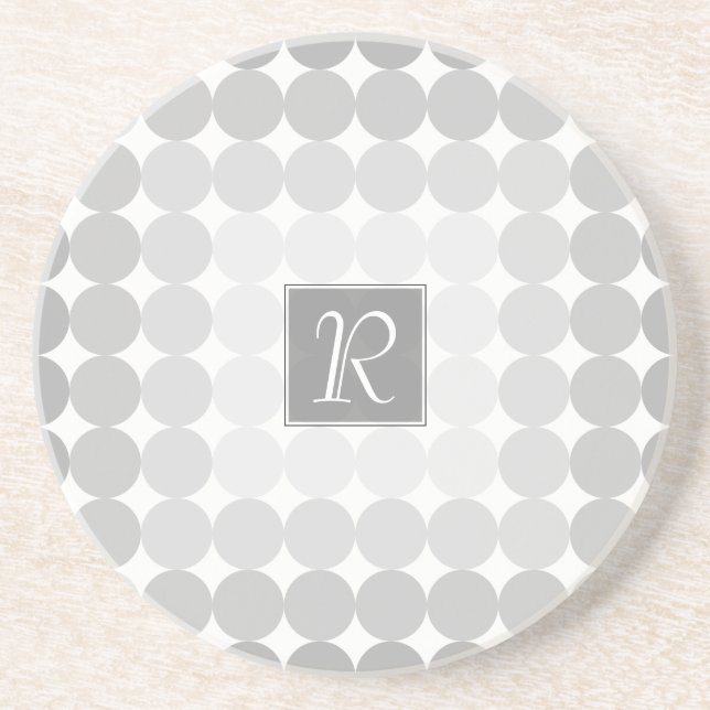 Monogramm des modernen grauen Kreises Sandstein Untersetzer (Vorne)