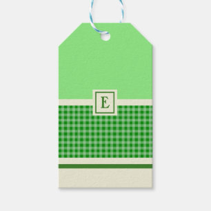 Monogramm des modernen grünen Karos Geschenkanhänger