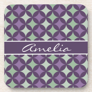 Monogramm des modernen Lila geometrischen Schaltmu Untersetzer