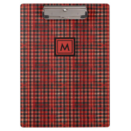 Monogramm des modernen roten und Karierten Tartan- Klemmbrett