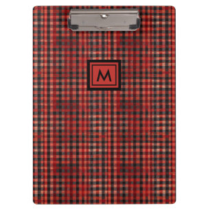 Monogramm des modernen roten und Karierten Tartan- Klemmbrett