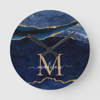Monogramm des modischen Navy Blue Gold Agate Geode