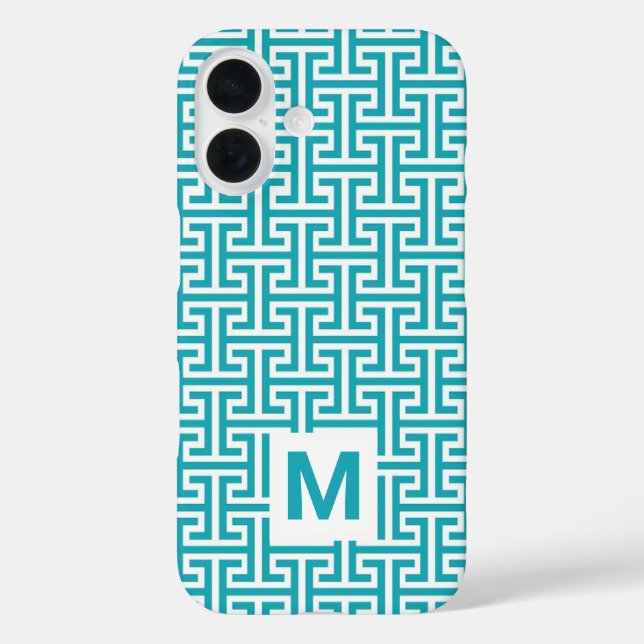 Monogramm des Musters Blau und Weiß Case-Mate iPhone Hülle (Rückseite)