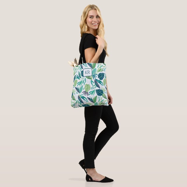 Monogramm des Musters Botanisches Green & White Le (Am Model)