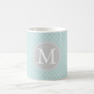 Monogramm des Musters für blaue und weiße Quatrefo Tasse