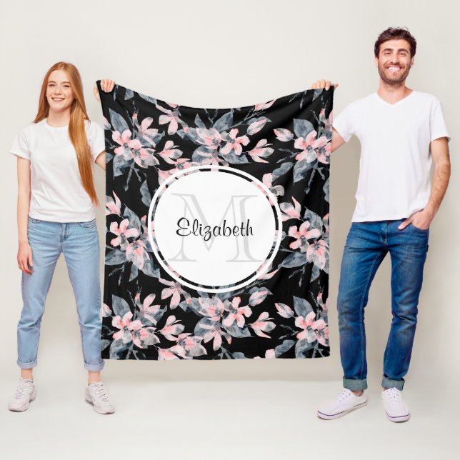 Monogramm des Musters für das blaue Flor-Farbmuste Fleecedecke (Beispiel)