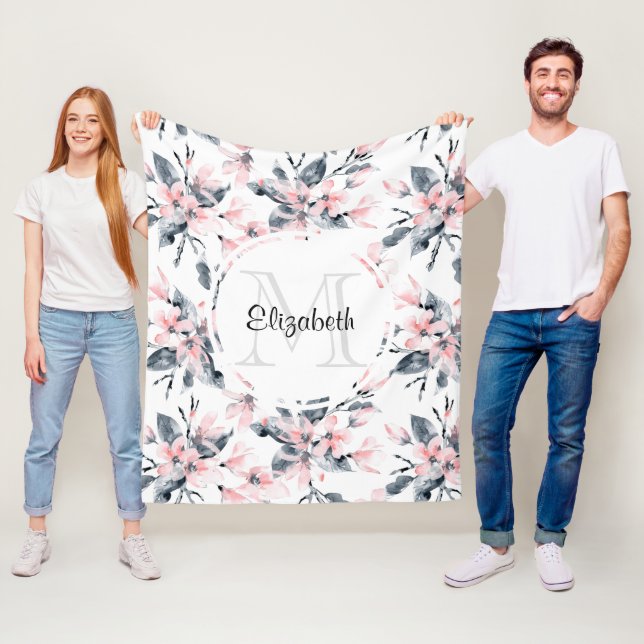 Monogramm des Musters für das blaue Flor-Farbmuste Fleecedecke (Beispiel)