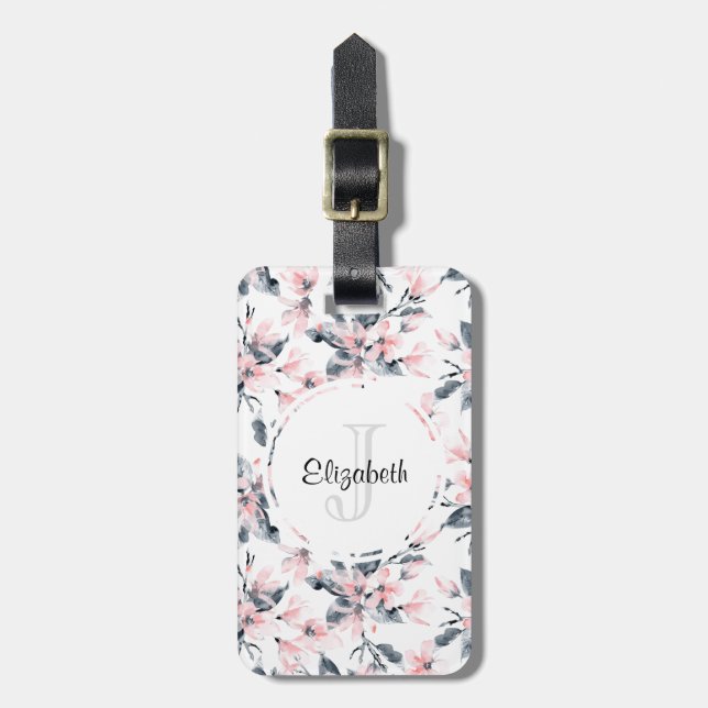 Monogramm des Musters für das blaue Flor-Farbmuste Gepäckanhänger (Vorderseite vertikal)