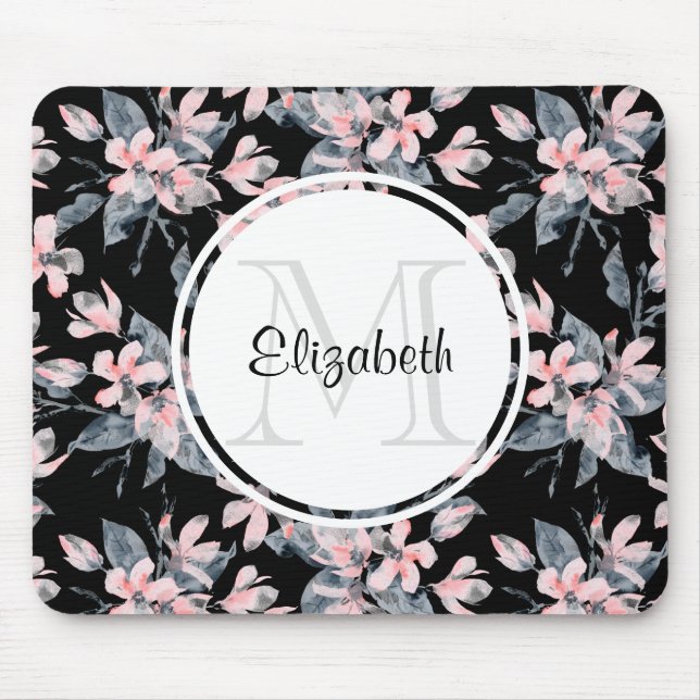 Monogramm des Musters für das blaue Flor-Farbmuste Mousepad (Vorne)