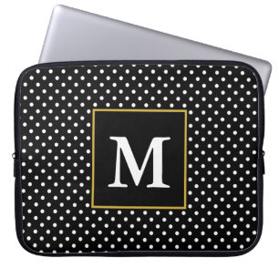 Monogramm des Musters für klassische schwarze und Laptopschutzhülle