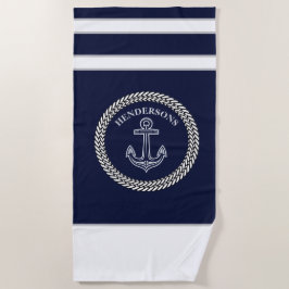 Monogramm des Nautic Navy Blue Anchor Coastor Strandtuch