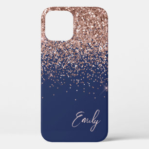 Monogramm des Navy Blue Blink Rose Rose Glitzer Case-Mate iPhone Hülle