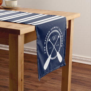 Monogramm des Navy Blue White Nausea House Kurzer Tischläufer