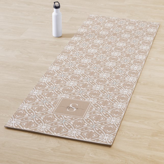Monogramm des neutralen geometrischen Batik-Muster Yogamatte (Beispiel)