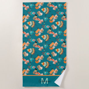Monogramm des niedlichen Foxmusters Strandtuch