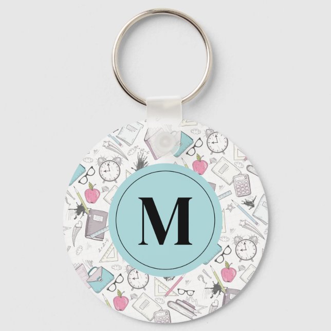 Monogramm des niedlichen Lehrers Schlüsselanhänger (Vorderseite)