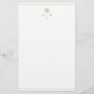 Monogramm des Palm Palmetto Trees grün und weiß Briefpapier
