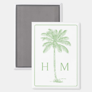 Monogramm des Palm Palmetto Trees grün und weiß Magnet