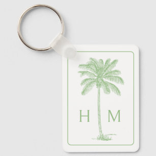 Monogramm des Palm Palmetto Trees grün und weiß Schlüsselanhänger