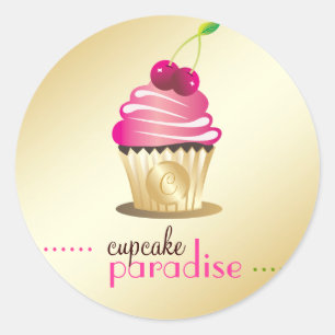 Monogramm des Paradies-311-Cupcake Runder Aufkleber