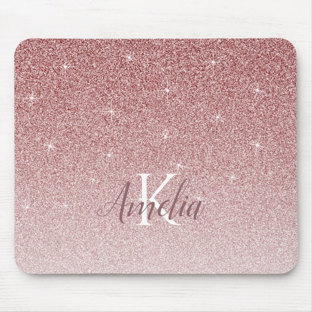 Monogramm des personalisiert rosa Glitzer Mousepad (Vorne)