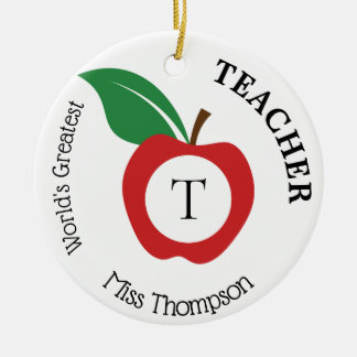 Monogramm des Personalisierten Apple-Lehrers Keramik Ornament