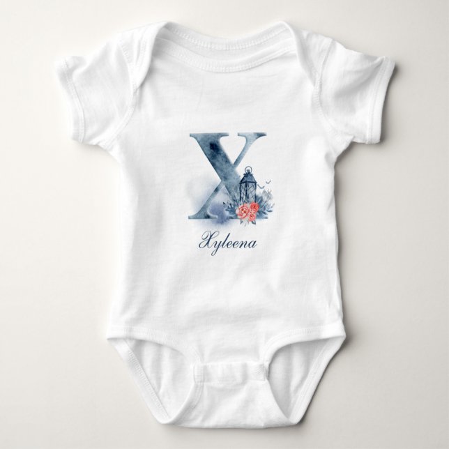 Monogramm des personalisierten Individuellen Namen Baby Strampler (Vorderseite)