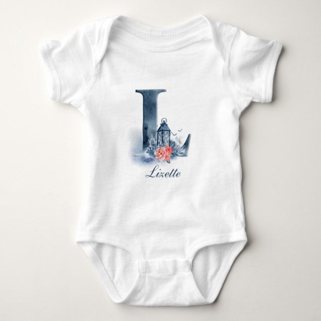 Monogramm des personalisierten Individuellen Namen Baby Strampler (Vorderseite)