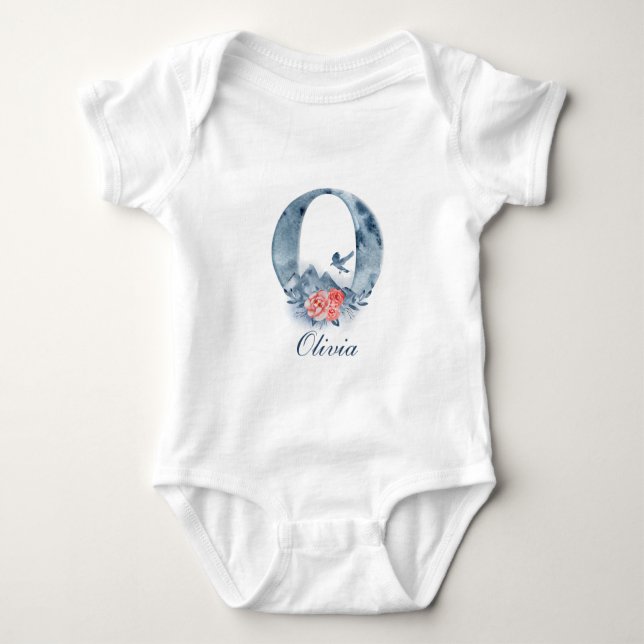 Monogramm des personalisierten Individuellen Namen Baby Strampler (Vorderseite)