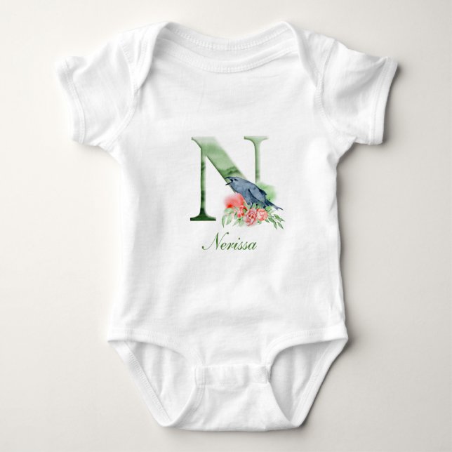 Monogramm des personalisierten Individuellen Namen Baby Strampler (Vorderseite)