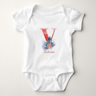 Monogramm des personalisierten Individuellen Namen Baby Strampler
