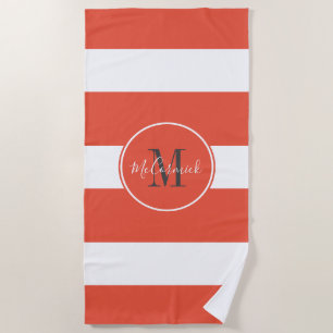 Monogramm des personalisierten orangen und weißen  strandtuch