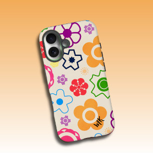 Monogramm des Powers der abstrakten Blume iPhone 16 Hülle