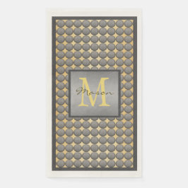 Monogramm des Punktmusters für Gold und Grau Serviette
