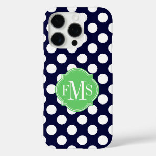 Monogramm des Punktmusters für Navy Blue und White iPhone 16 Pro Hülle