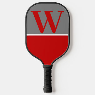 Monogramm des Red & Grey Uni Team Colors Pickleball Schläger