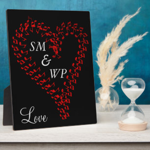 Monogramm des Red Heart Couple Fotoplatte