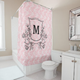 Monogramm des rosa Blumenmusters Duschvorhang