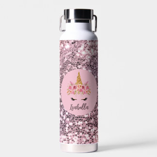 Monogramm des rosa Einhorn-Glitzer Trinkflasche