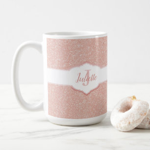 Monogramm des rosa Glitzer Kaffeetasse