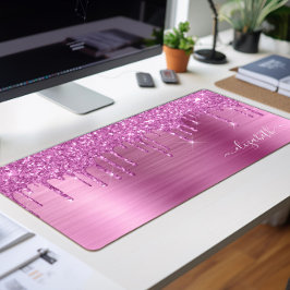 Monogramm des rosa Glitzer Schreibtischunterlage