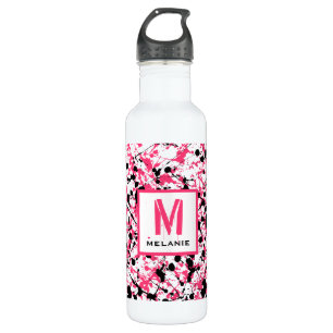 Monogramm des rosa und schwarz lackierten Spritzer Trinkflasche