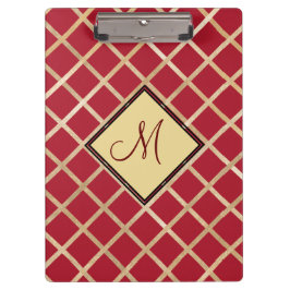 Monogramm des roten Golden Diamond Geometric Klemmbrett