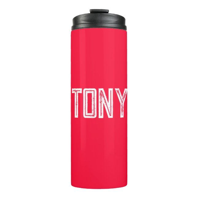 Monogramm des roten Individuellen Namens mit feste Thermosbecher (Vorderseite)