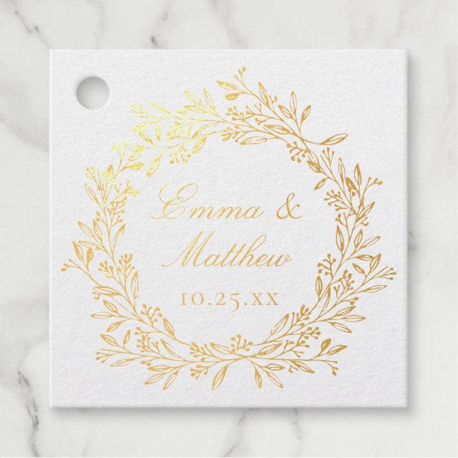 Monogramm des rustikalen Botanischen Wraath-Logos Geschenkanhänger (Vorderseite)