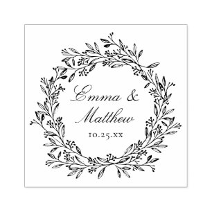 Monogramm des rustikalen Botanischen Wraath-Logos Gummistempel